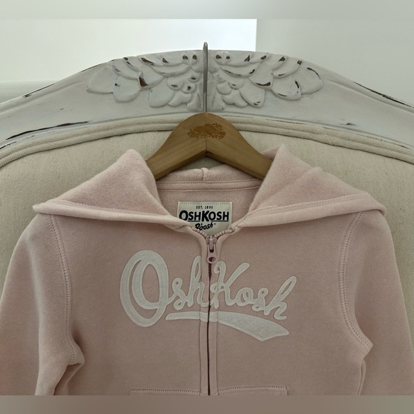 🩰 24 Mth Baby Girls Ballet Pink Oshkosh Zipper Hoodie NWT - Picture 3 of 5